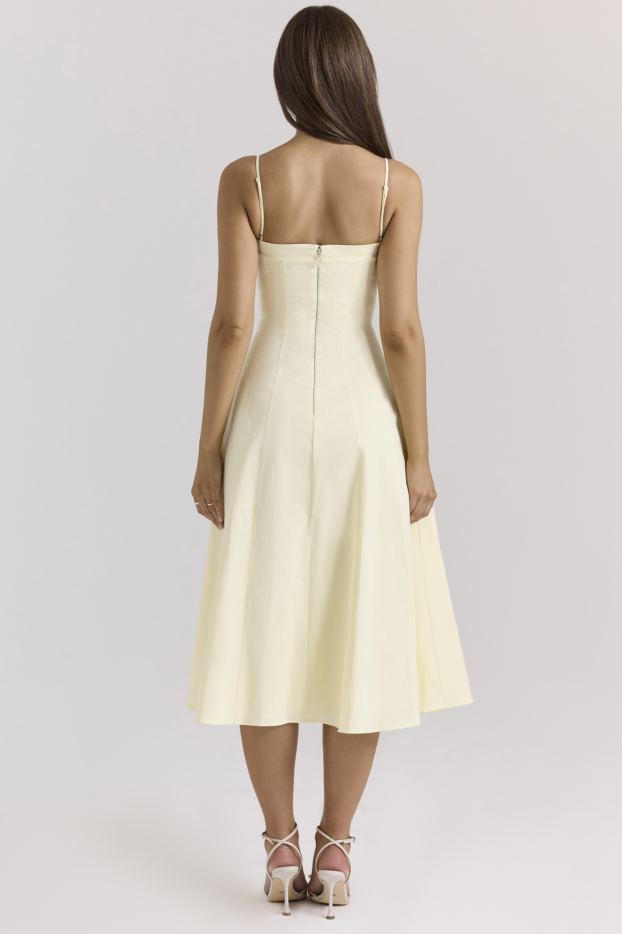 Dolly Lemon Stretch Cotton A-Line Midi Sundress