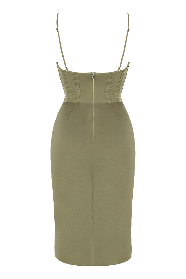 Myrna Olive Corset Slip Dress