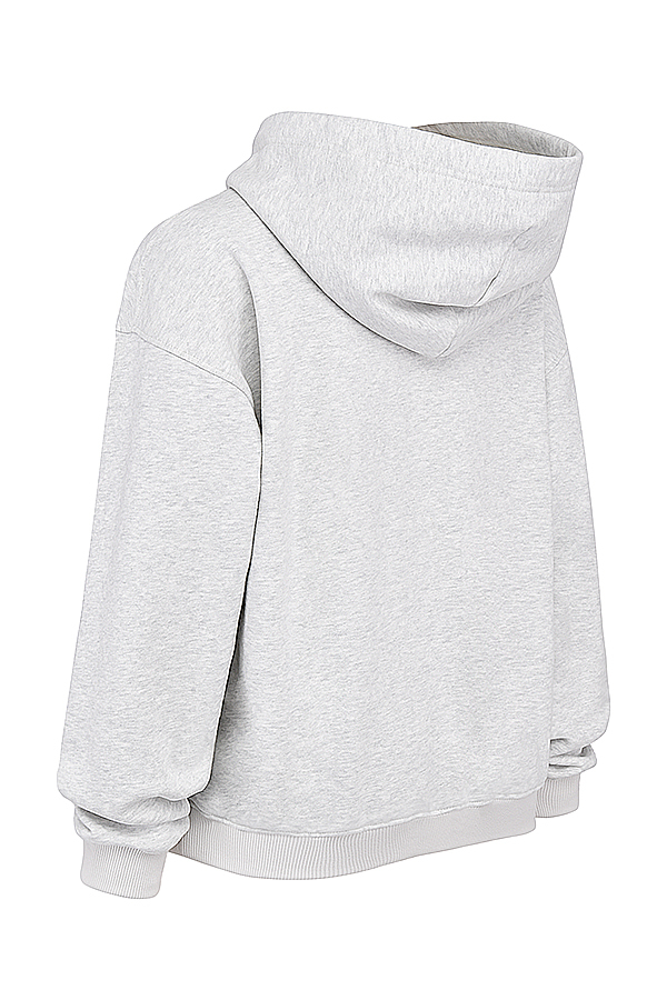 Muse Light Grey Marl Cotton Fleece-Back Hoodie