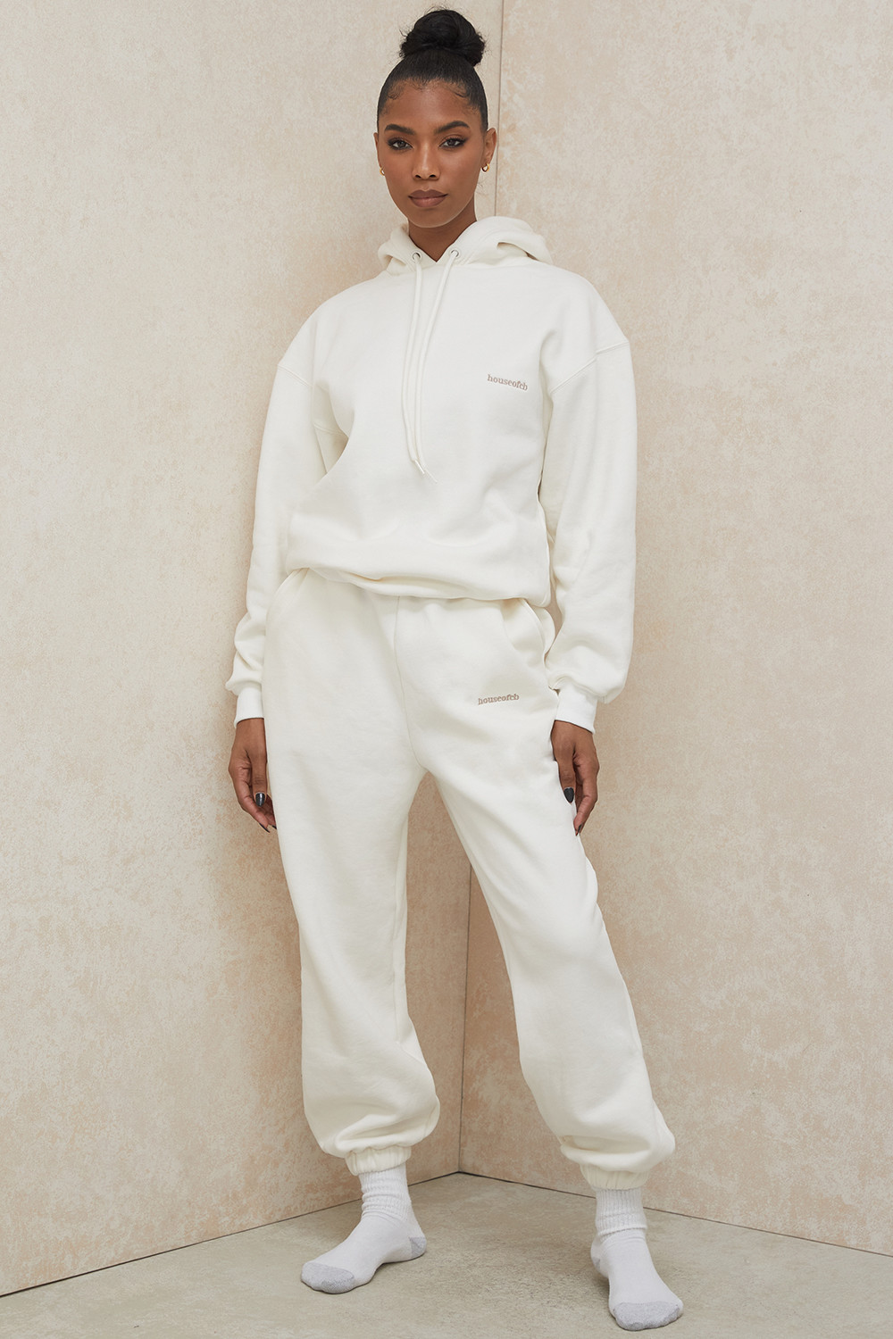 Halo Off White Cotton Fleece-Back Oversized Hoodie