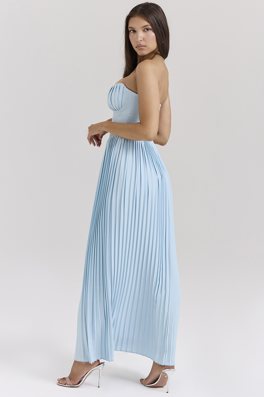 Marcella Ocean Blue Pleated Maxi Dress