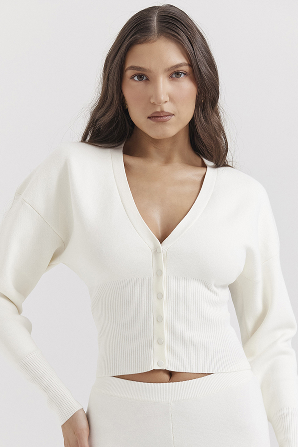 Noor Off White Knitted Cardigan