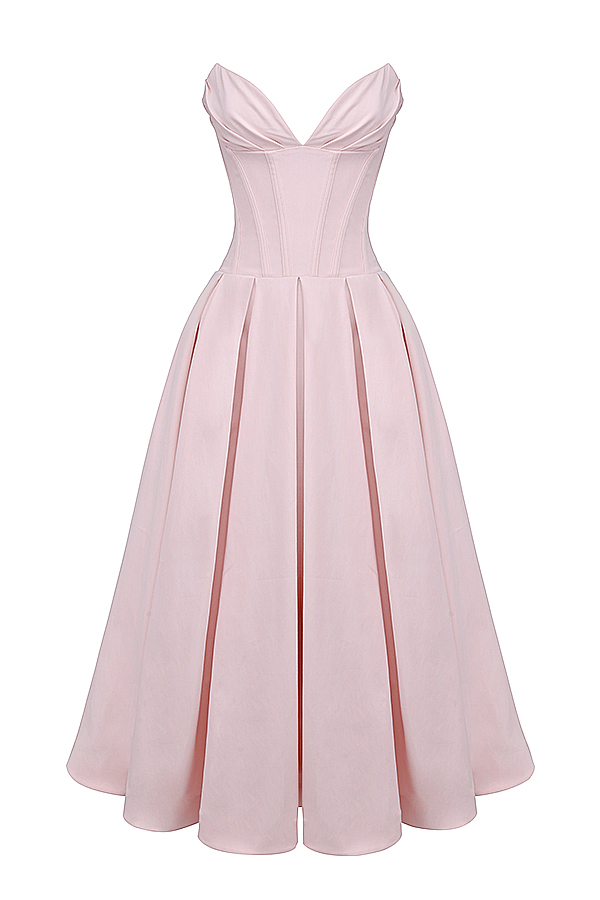Lady Ballerina Pink Strapless Midi Dress