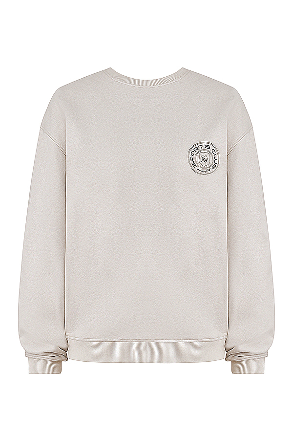 Haze Cloud Cotton Fleece-Back Crew Neck Sweatshirt