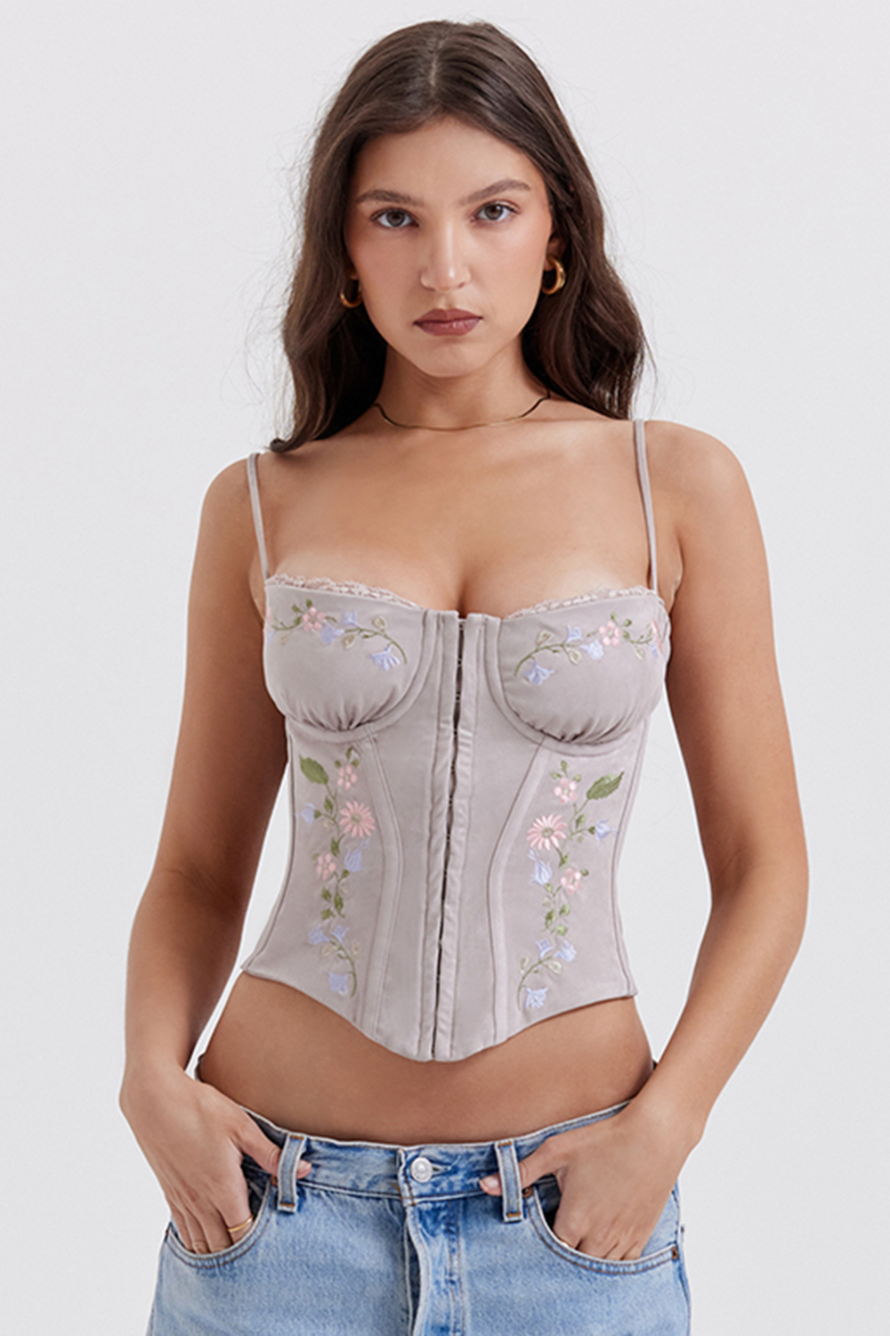 Petunia Light Lavender Embroidered Corset