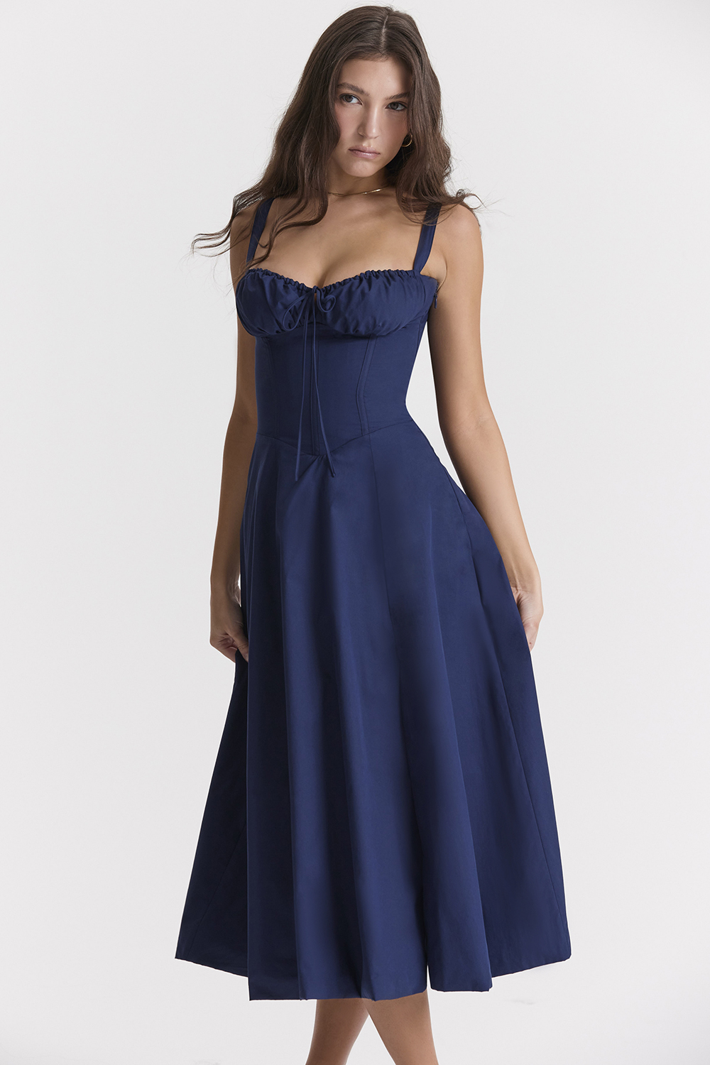 Carmen French Navy Bustier Sundress