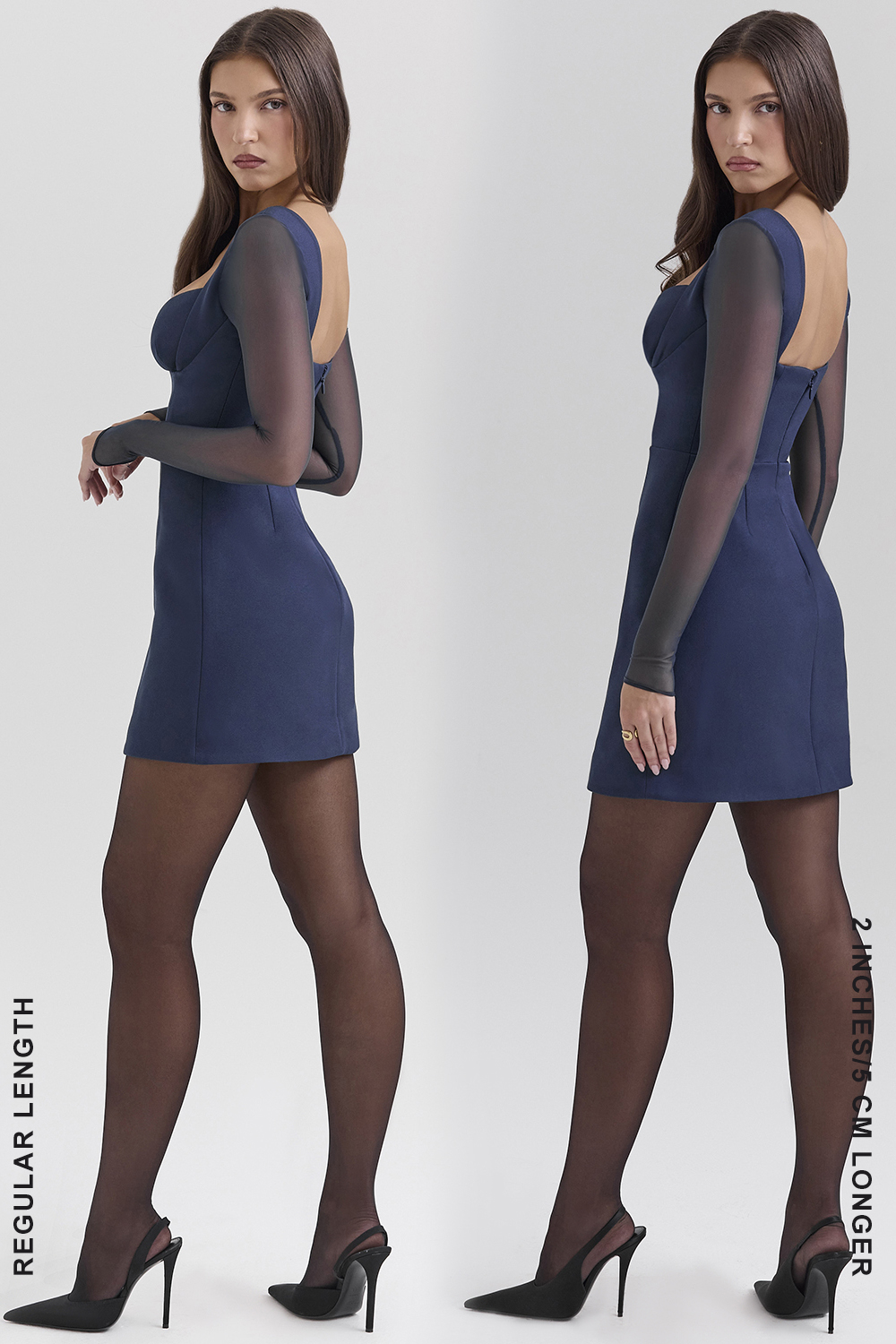 Angelie Midnight Stretch Crepe Plunge Mini Dress - SALE