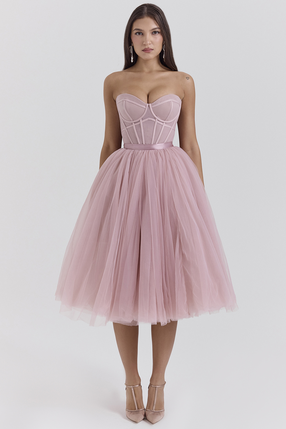Darling French Rose Tulle Midi Dress - SALE