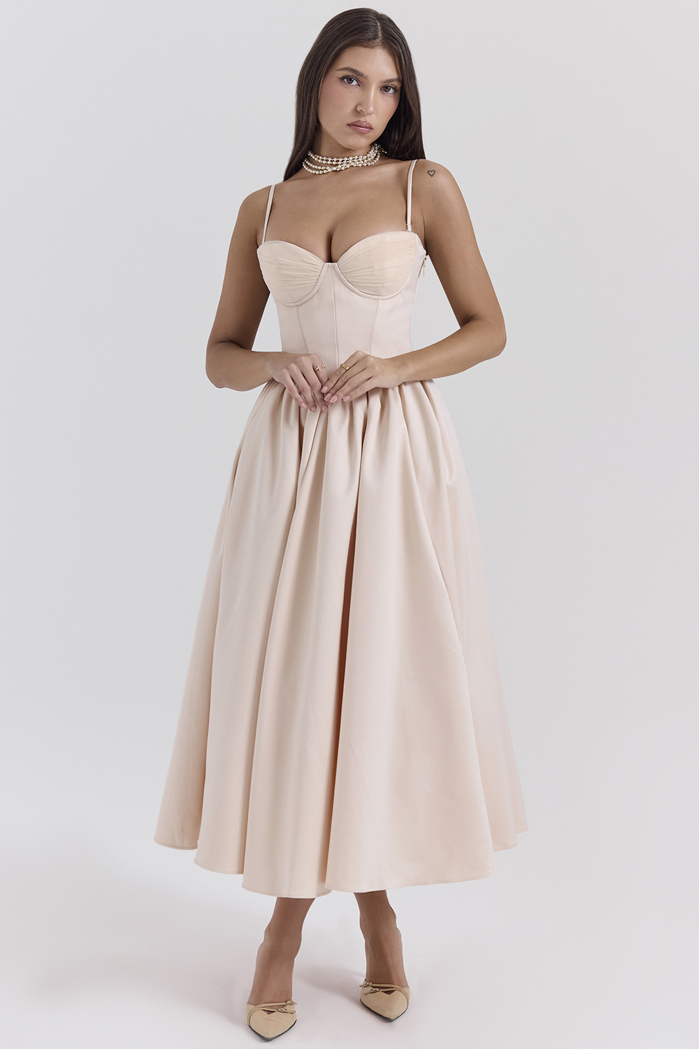 Perfect Peach Satin Corset and Skirt - SALE