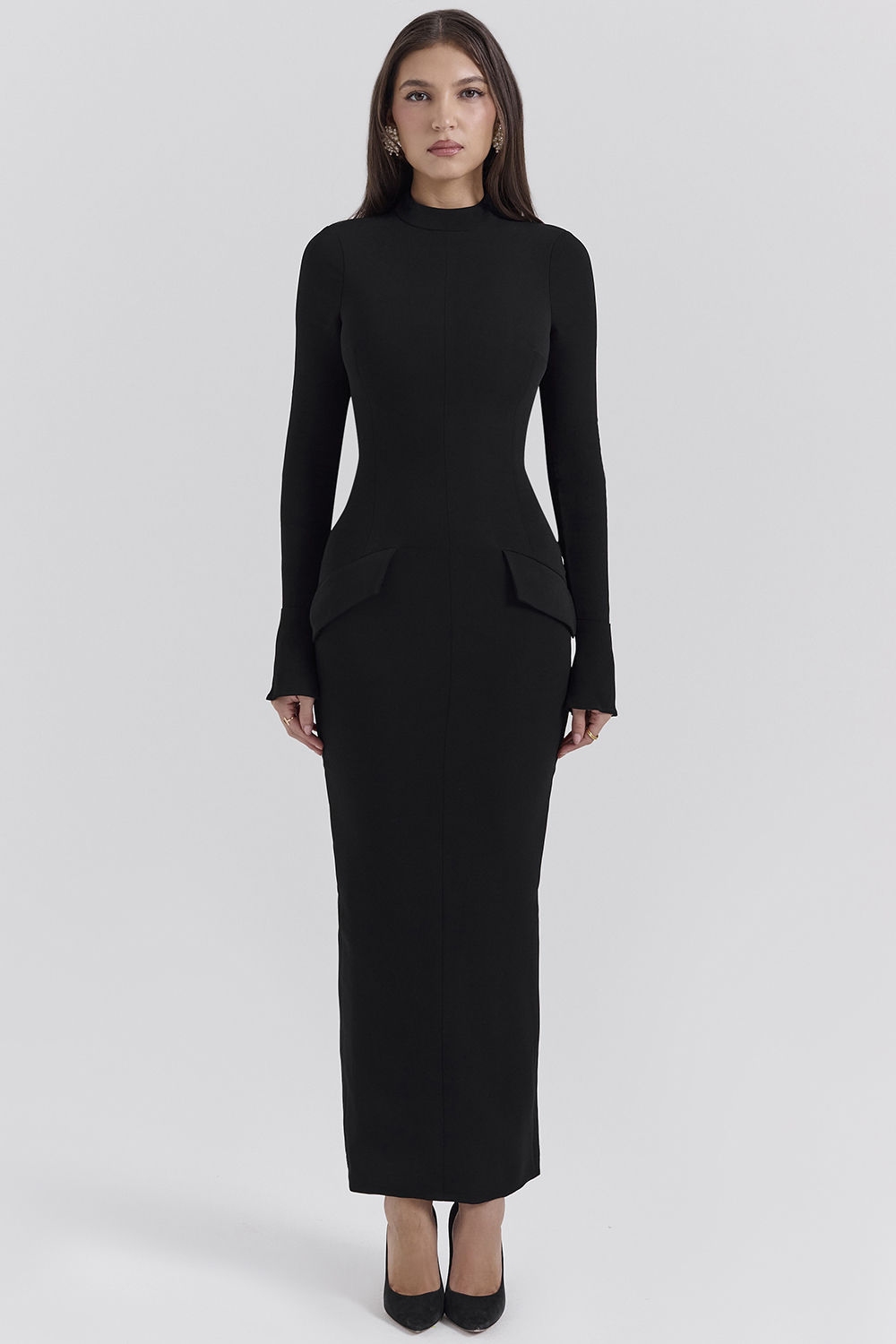 Marie-Louise Black Turtleneck Maxi Dress