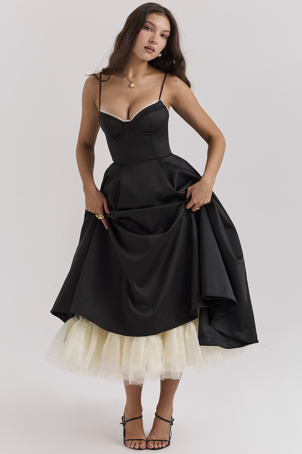 Mademoiselle Black Tulle Midi Dress