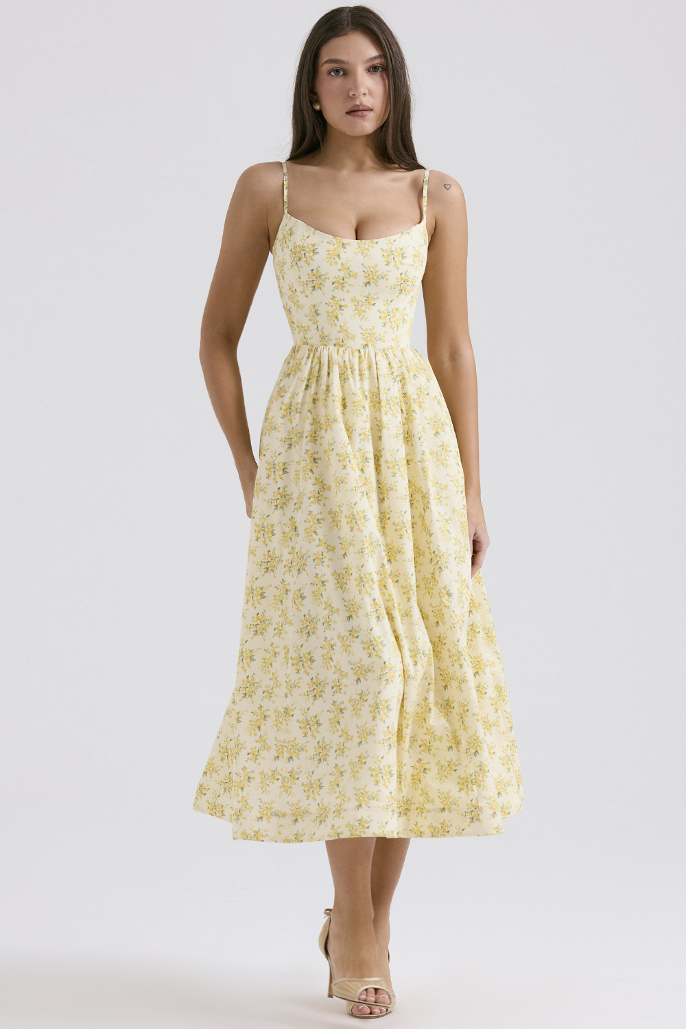 Lolita Buttercup Vintage Floral Print Cotton Corset Sundress