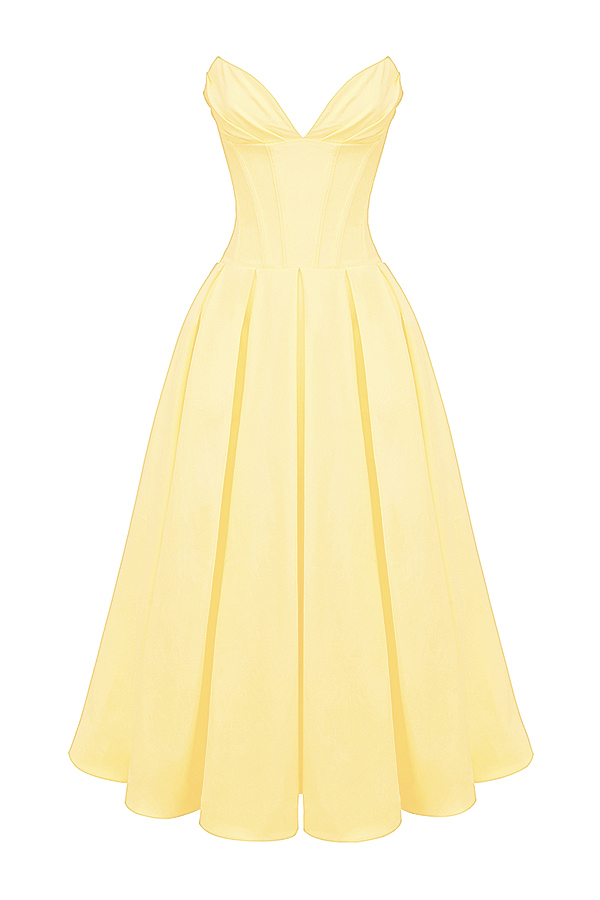 Lady Sunshine Strapless Tulle Midi Dress