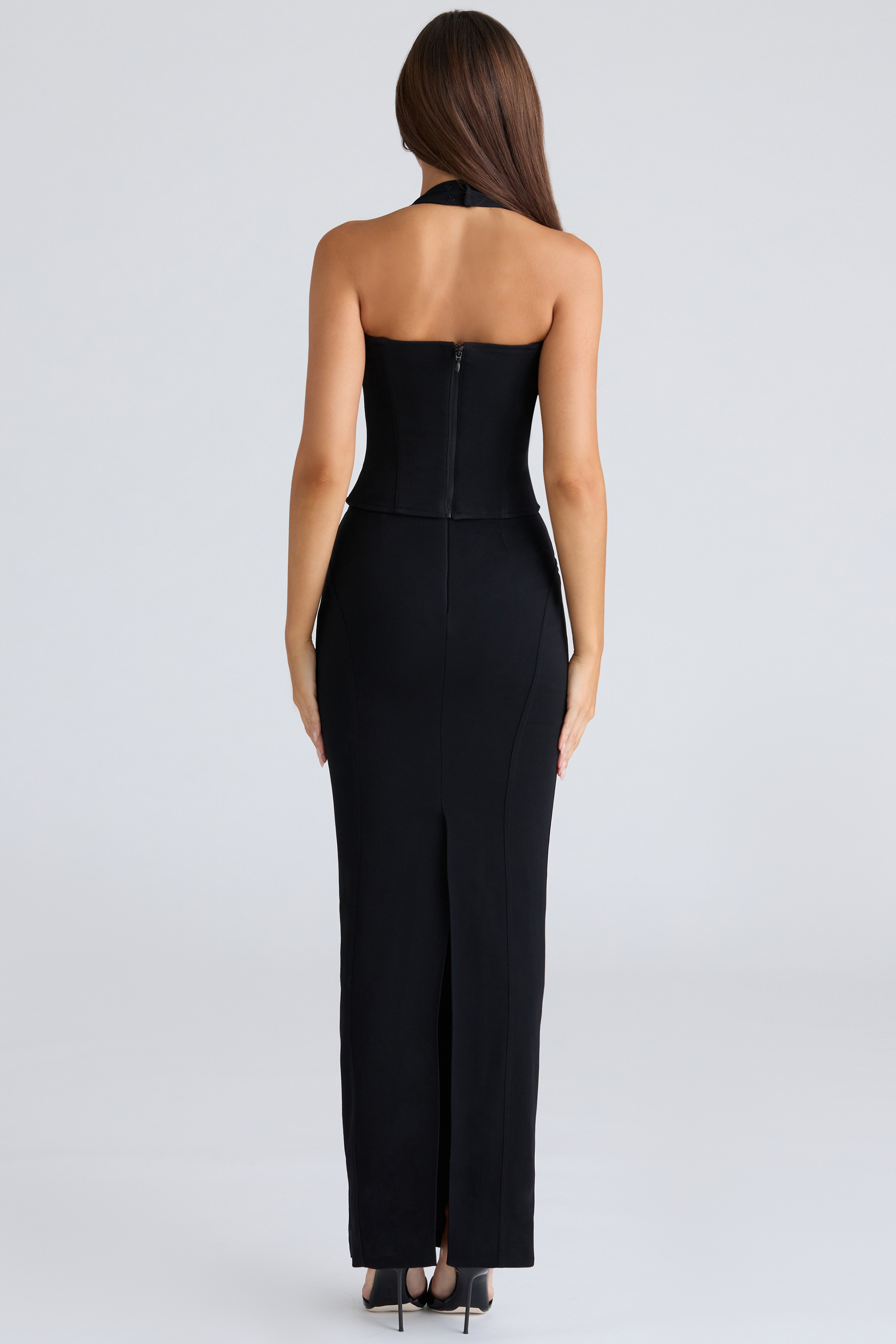The Maxi Black Panelled Bodycon Skirt