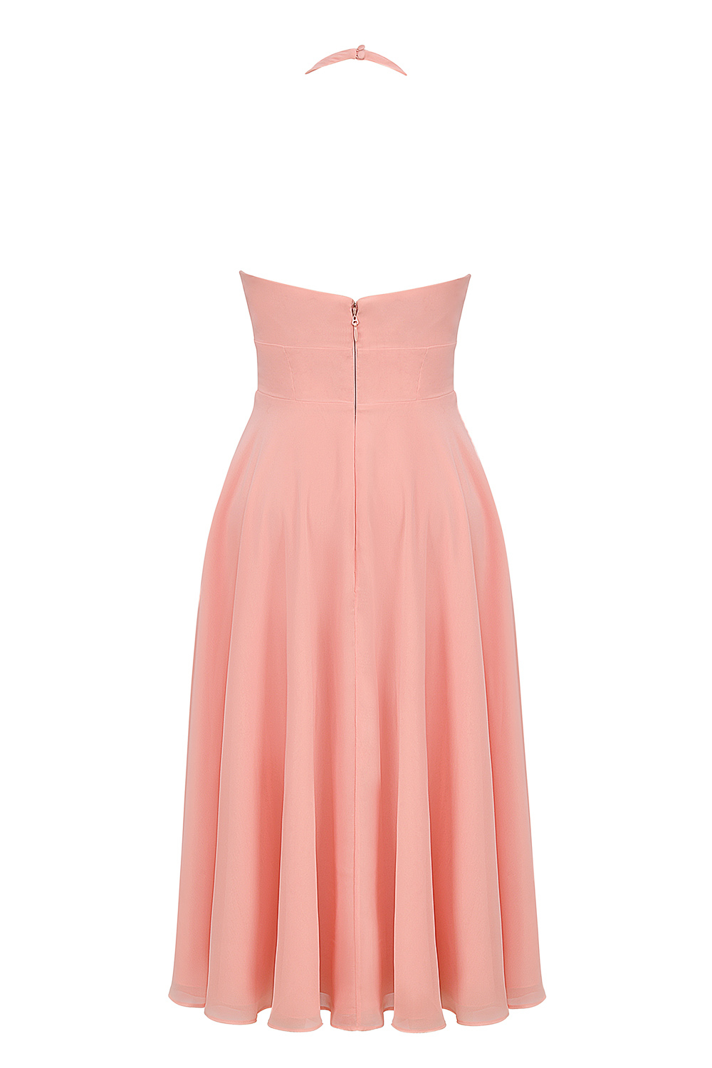 Solada Peach Georgette Halter Sundress
