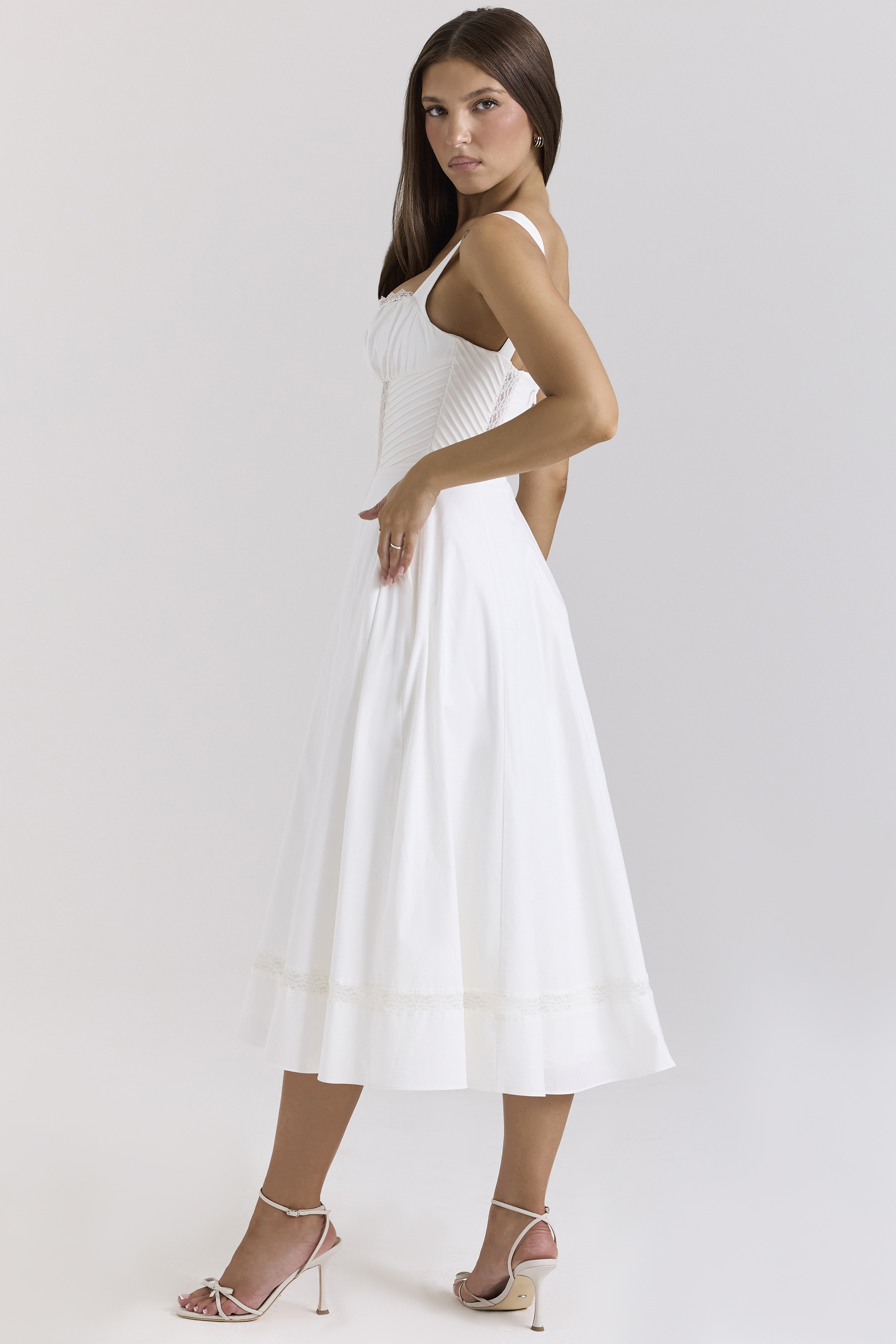 Kim White Cotton Midi Sundress