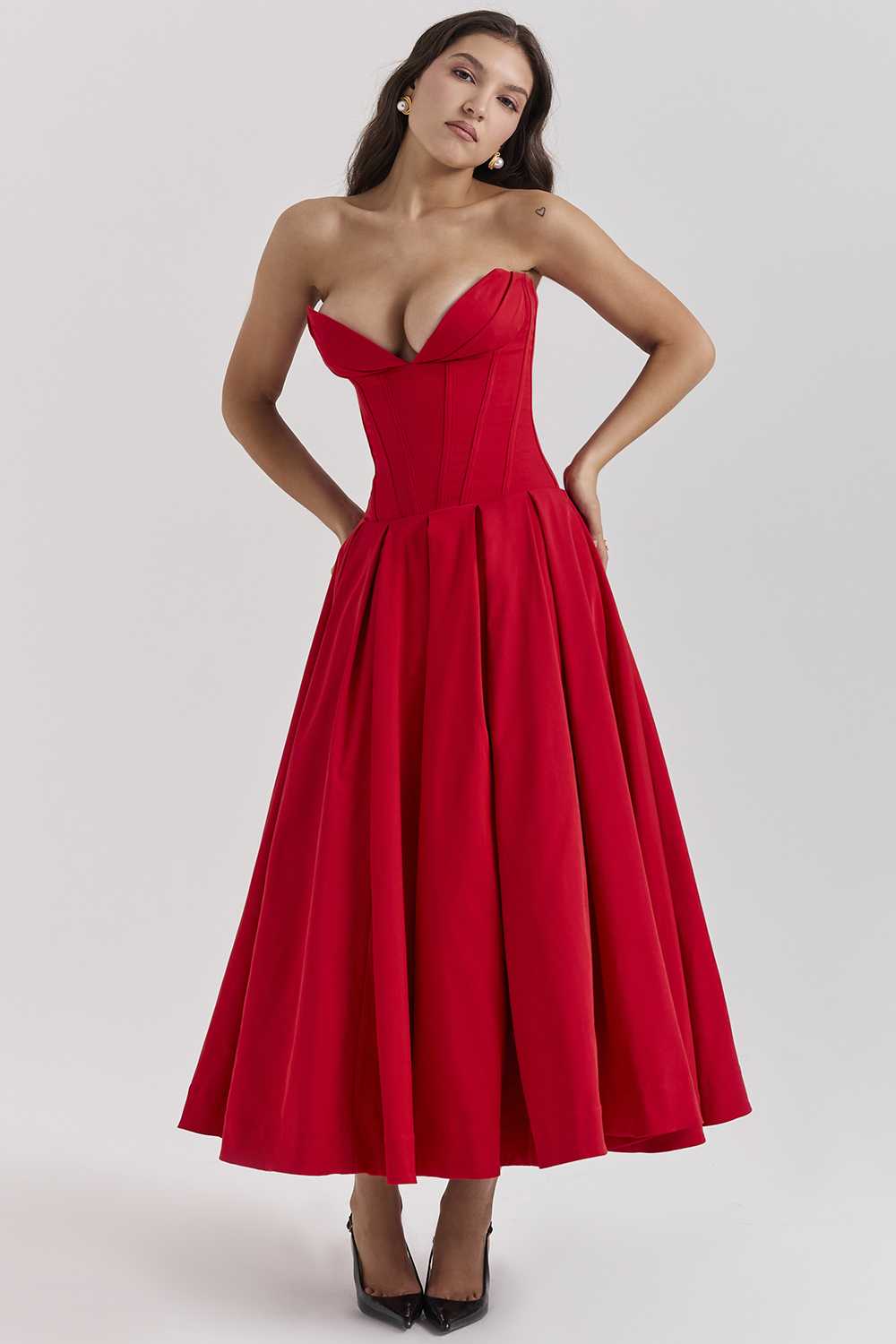 Lady Scarlet Strapless Midi Dress