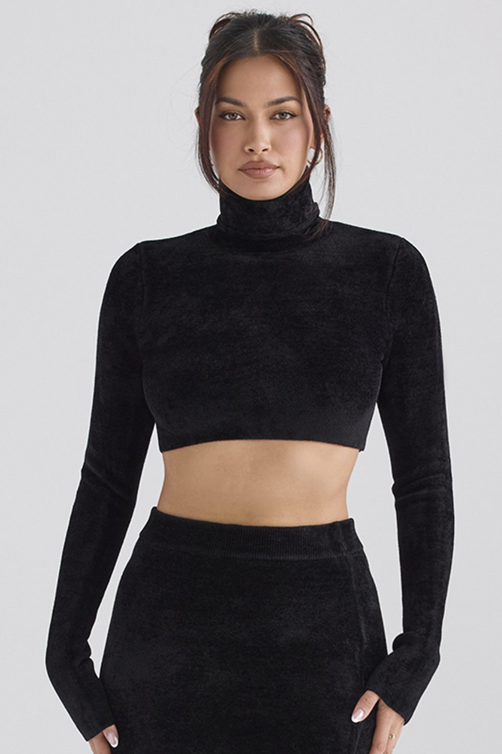 Suri Black Chenille Cropped Top - SALE