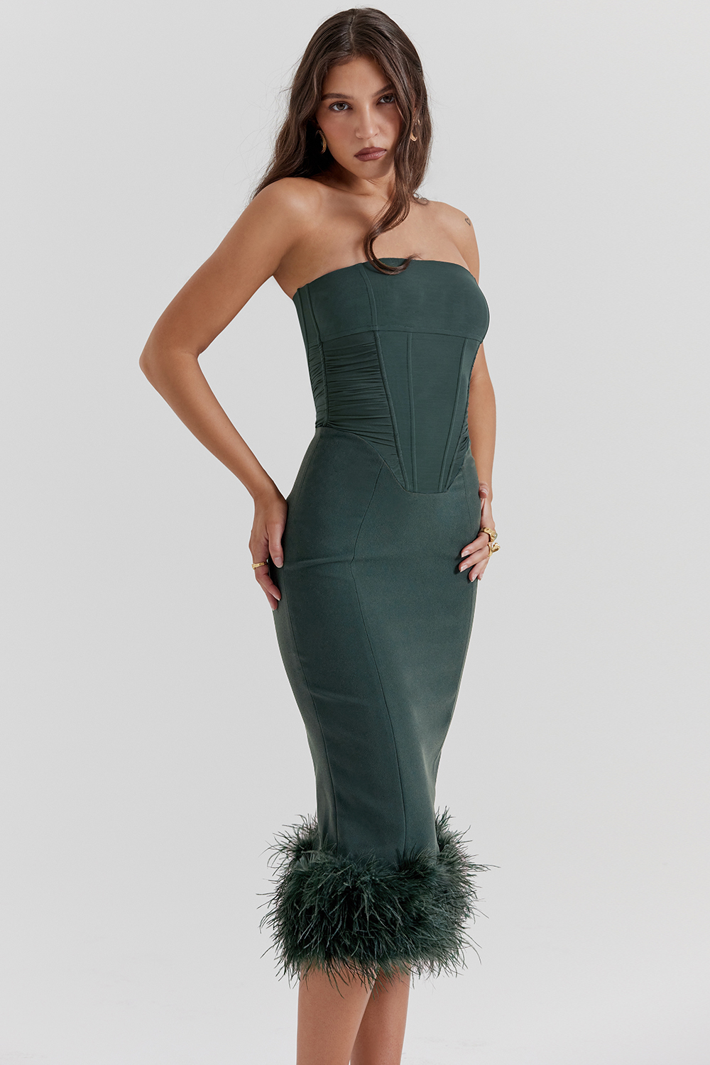 Fionula Emerald Green Strapless Corset Dress