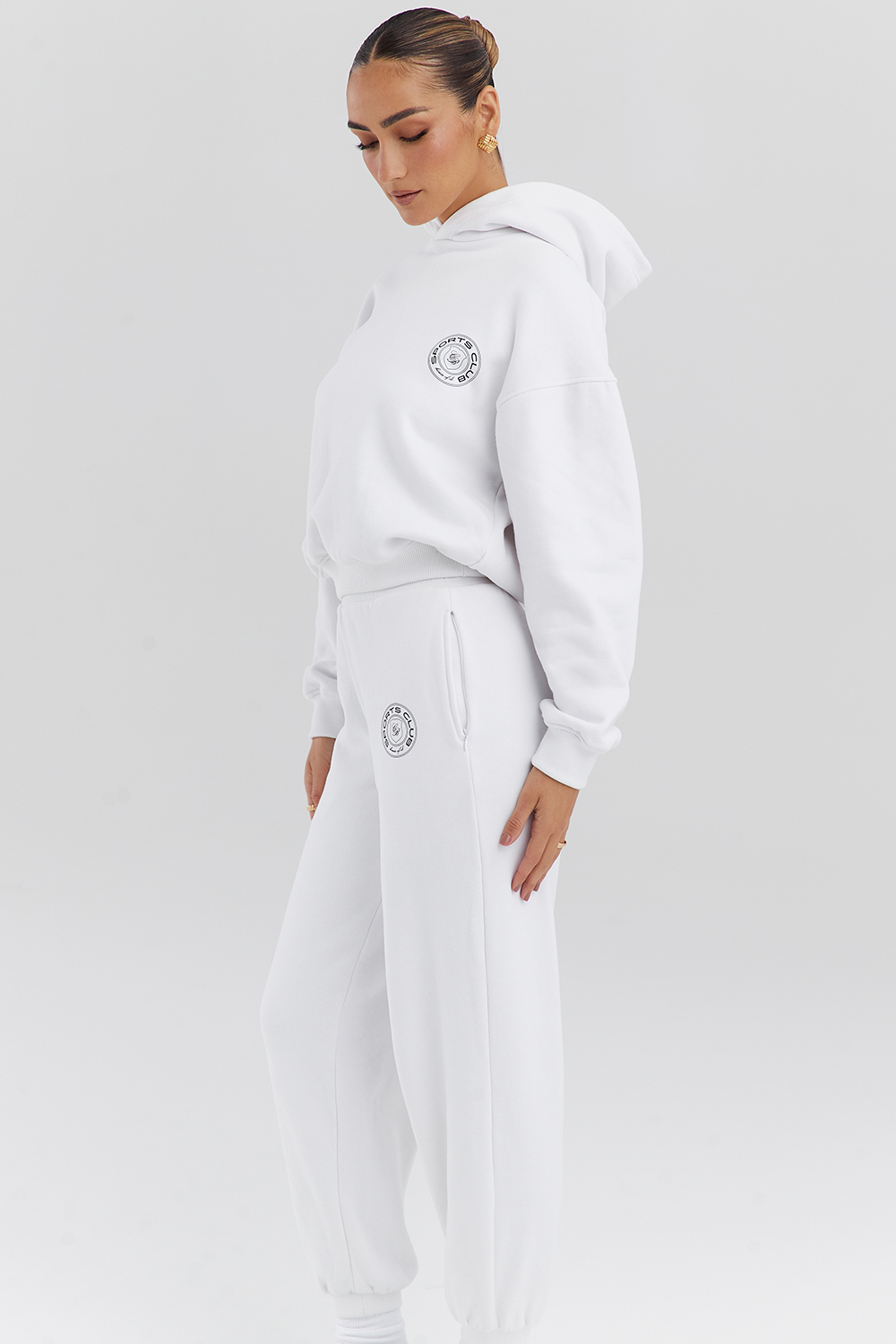 Muse White Cotton Fleece-Back Hoodie