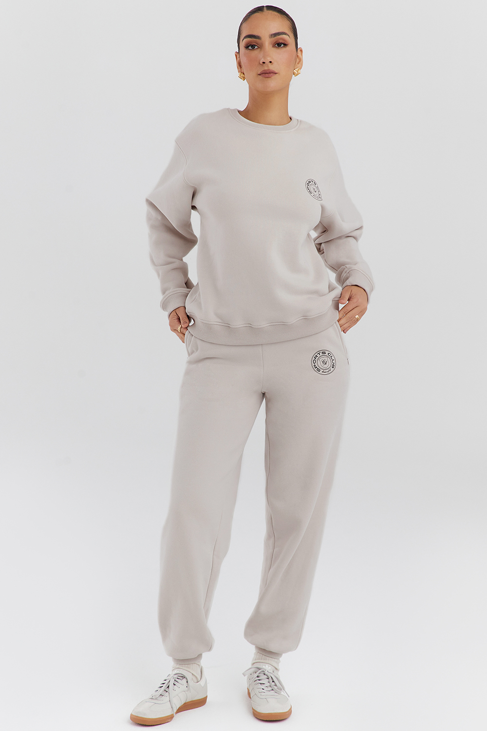 Haze Cloud Cotton Fleece-Back Crew Neck Sweatshirt