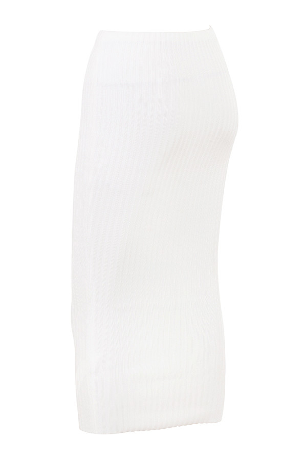 SkylineMistress Rocks  White Ribbed Bandage Midi Skirt - SALE