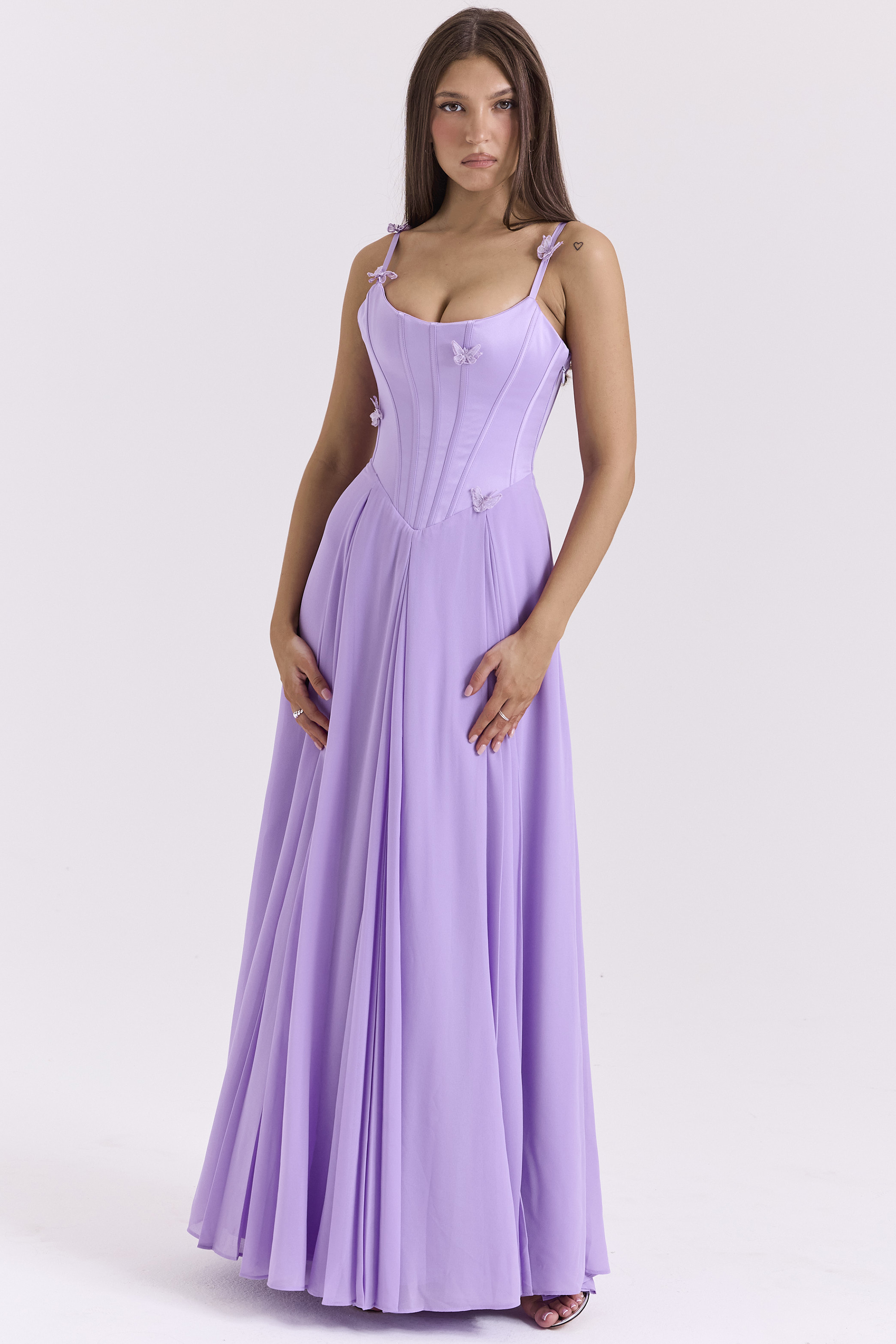 Pascha Orchid Butterfly Corset Maxi Dress
