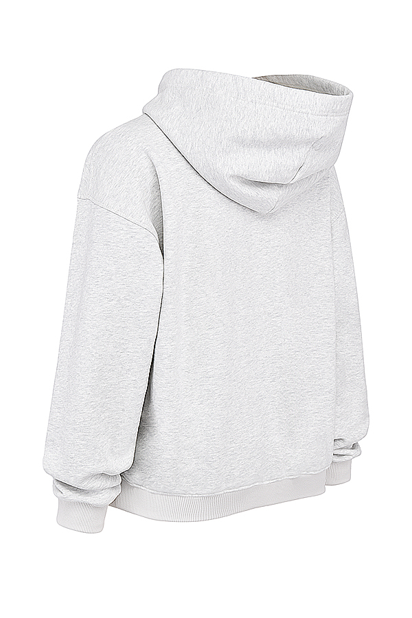 Mirage Light Grey Marl Cotton Fleece-Back Zip Through Hoodie
