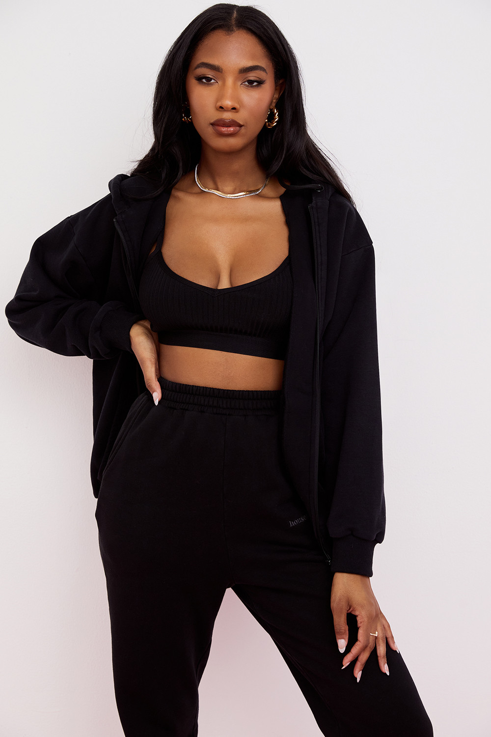 Storm Ink Cotton Fleece-Back Zip Through Hoodie