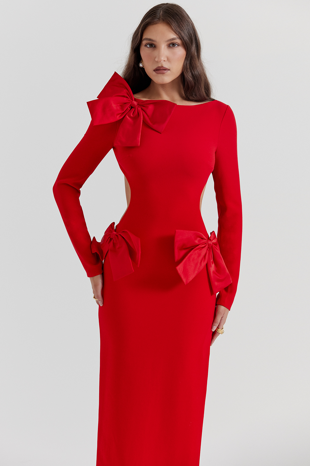 Lavele Red Bow Maxi Dress