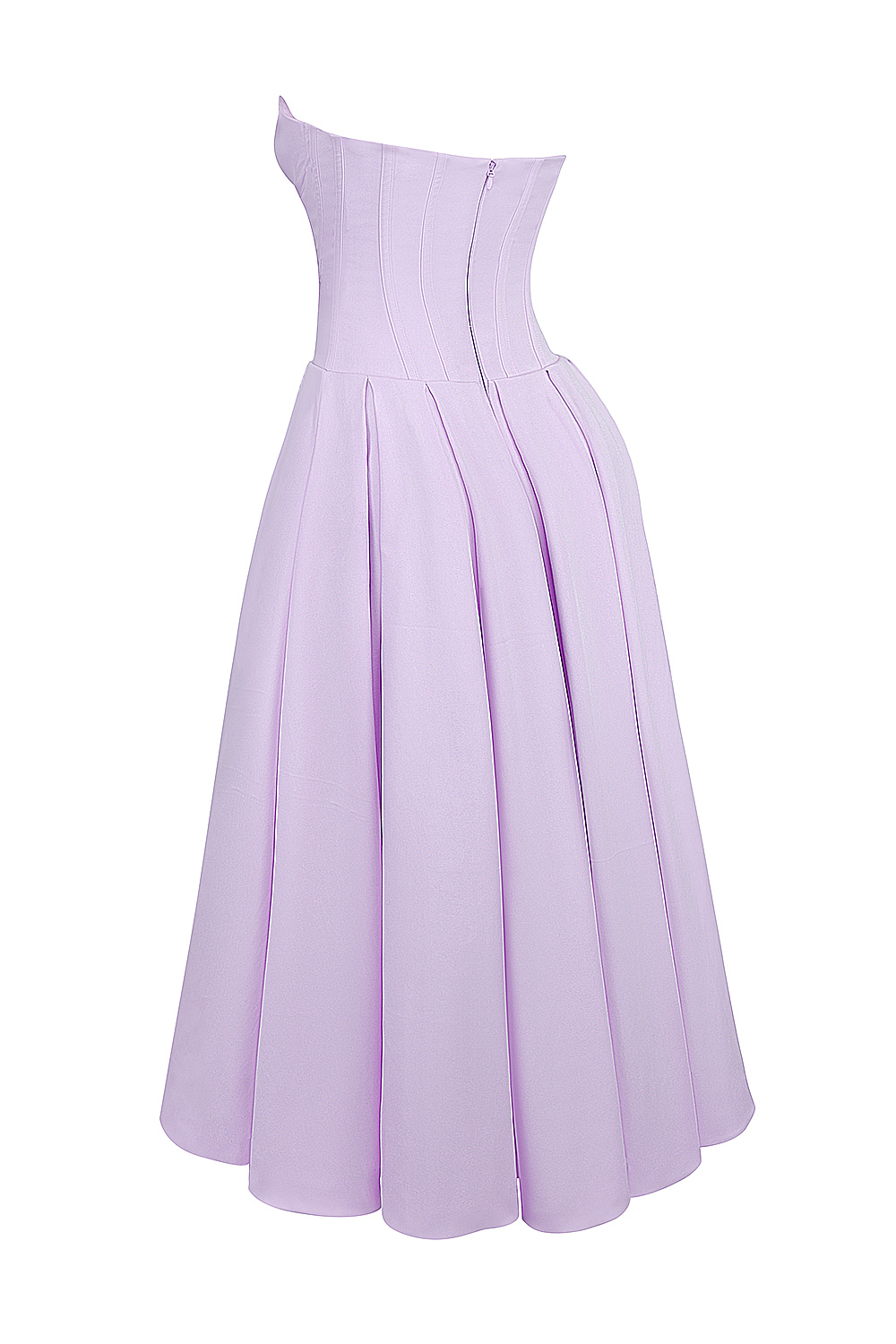 Lady Orchid Twill Strapless Tulle Midi Dress