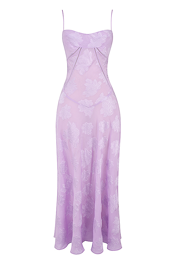 Seren Orchid Floral Lace Back Maxi Dress