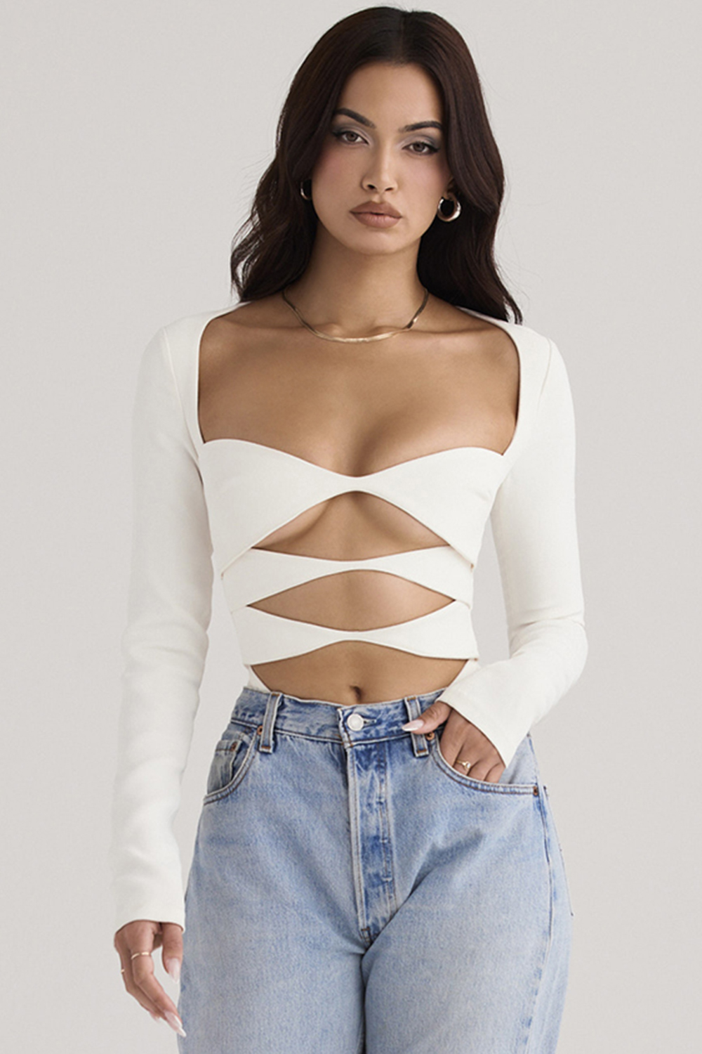 Danica White Cutout Bodysuit