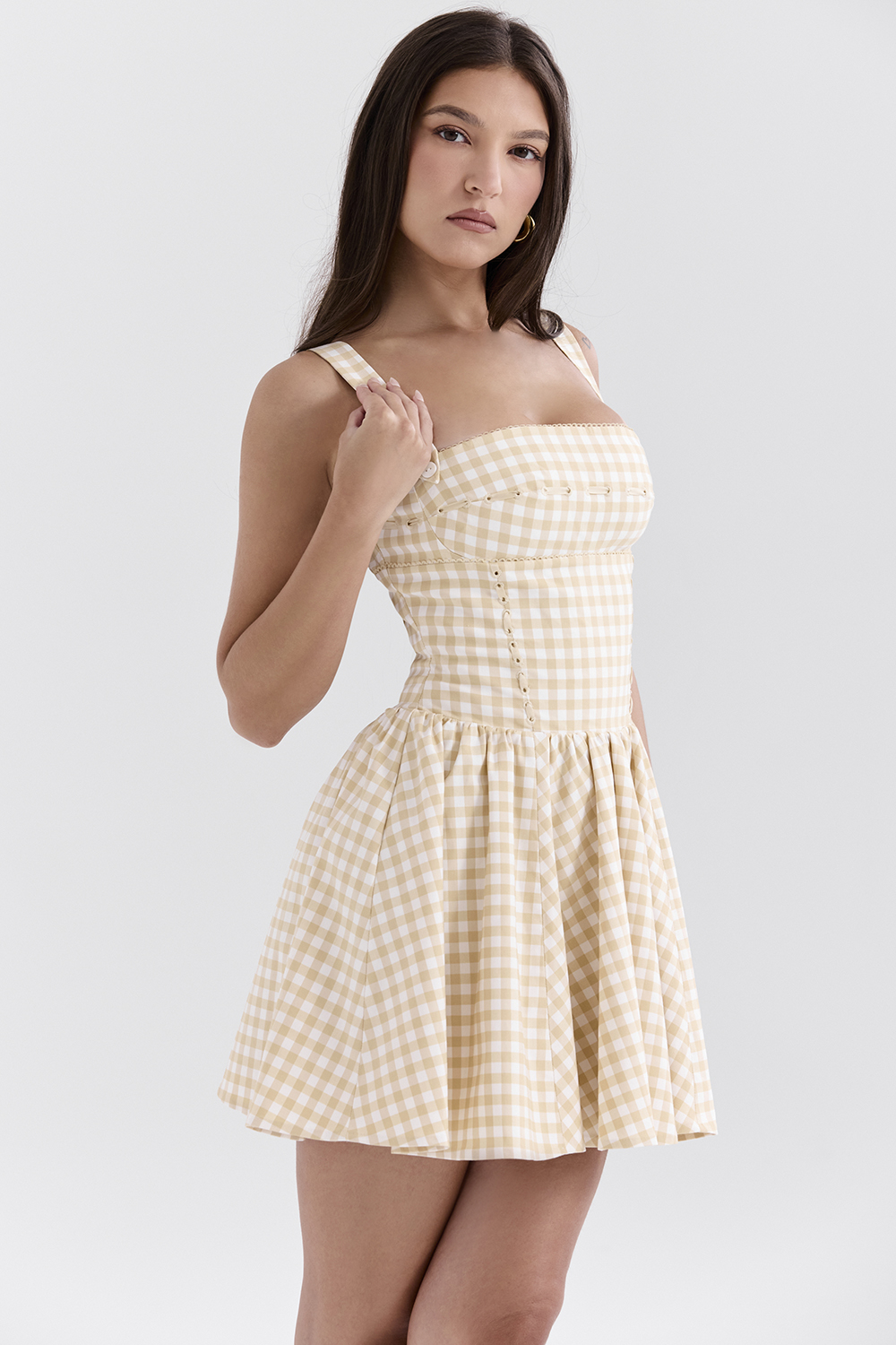 Isadora Gingerbread Gingham Mini Dress