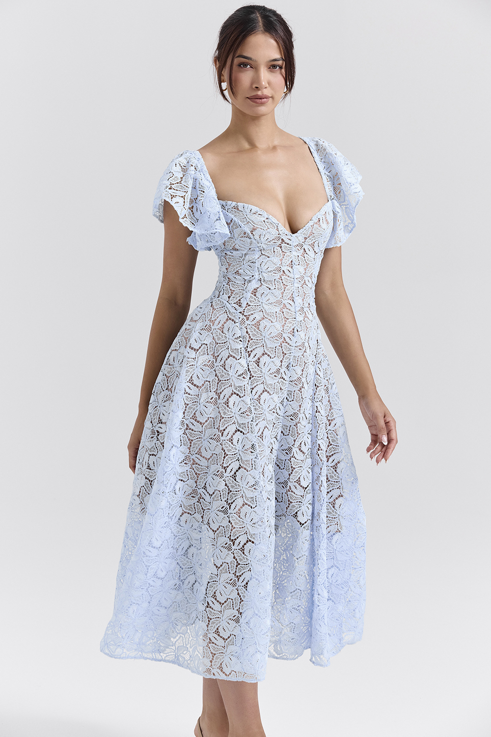 Austen Bluebell Floral Lace Midi Dress