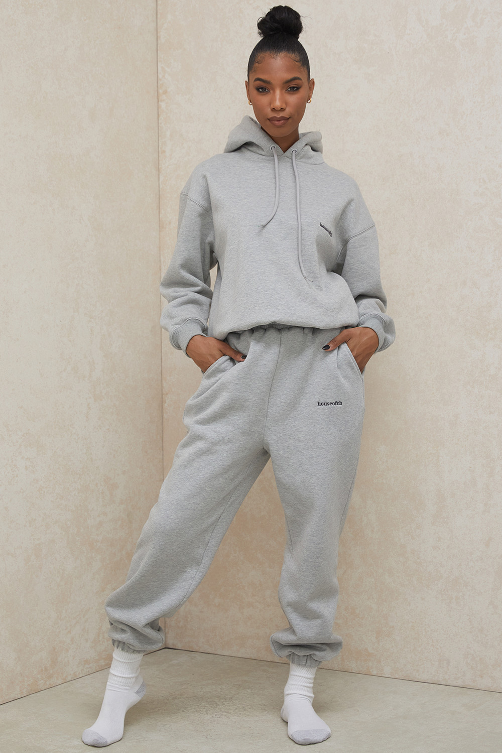 Halo Grey Cotton Fleece-Back Oversized Hoodie