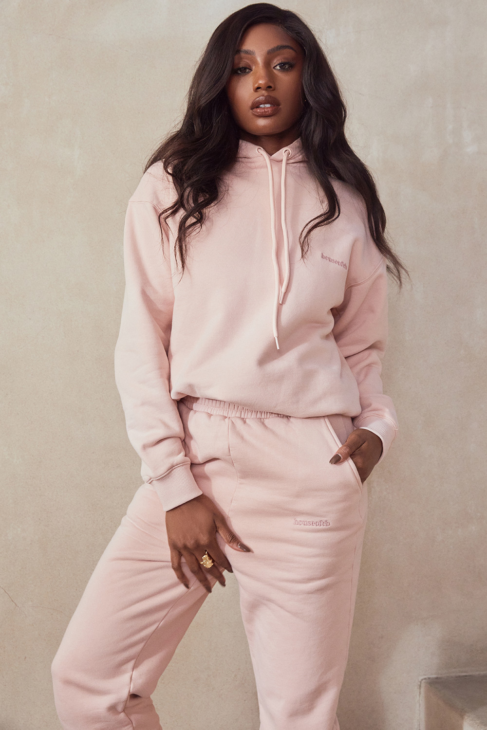 Halo Blush Cotton Fleece-Back Oversized Hoodie