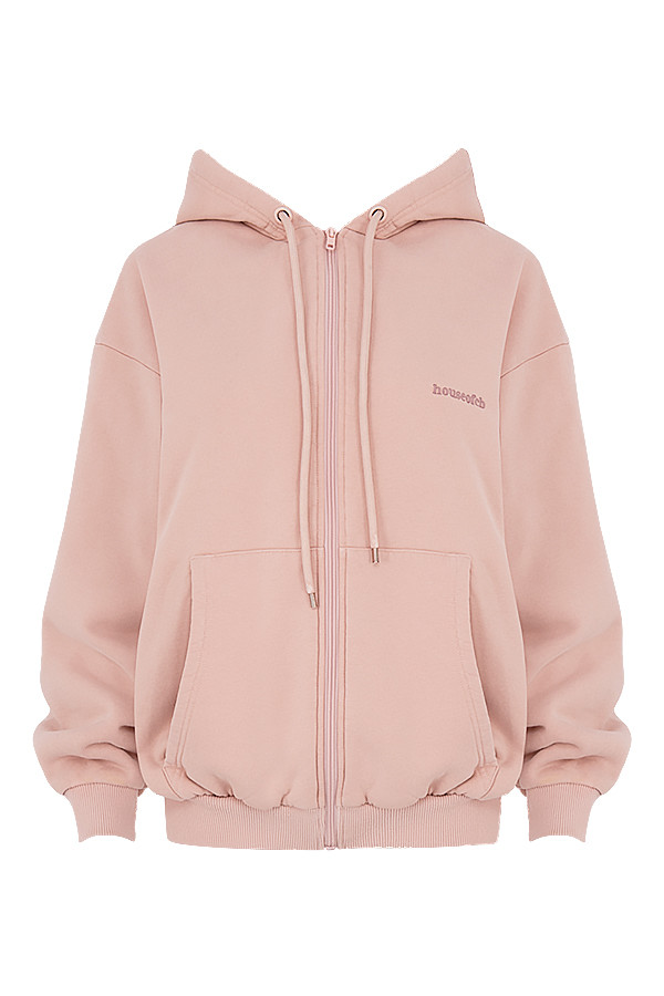 Storm Blush Cotton Fleece-Back Zip Through Hoodie