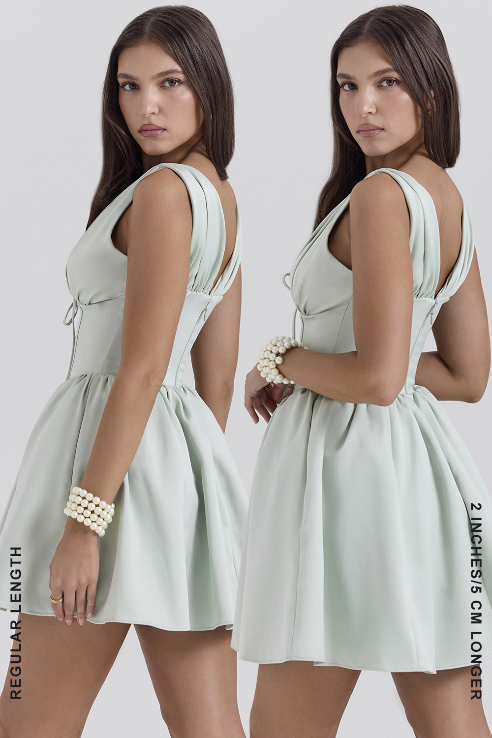 Emmeliette Pistachio Satin Mini Dress - SALE