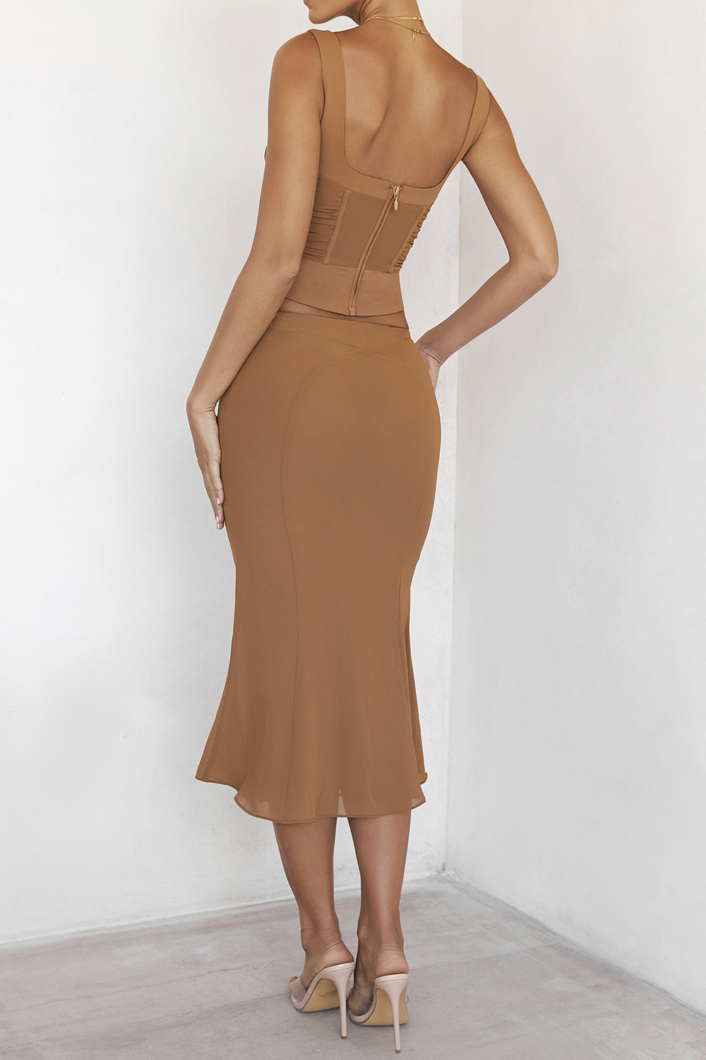 Mistress Rocks Caramel Midi Skirt With Brief - SALE