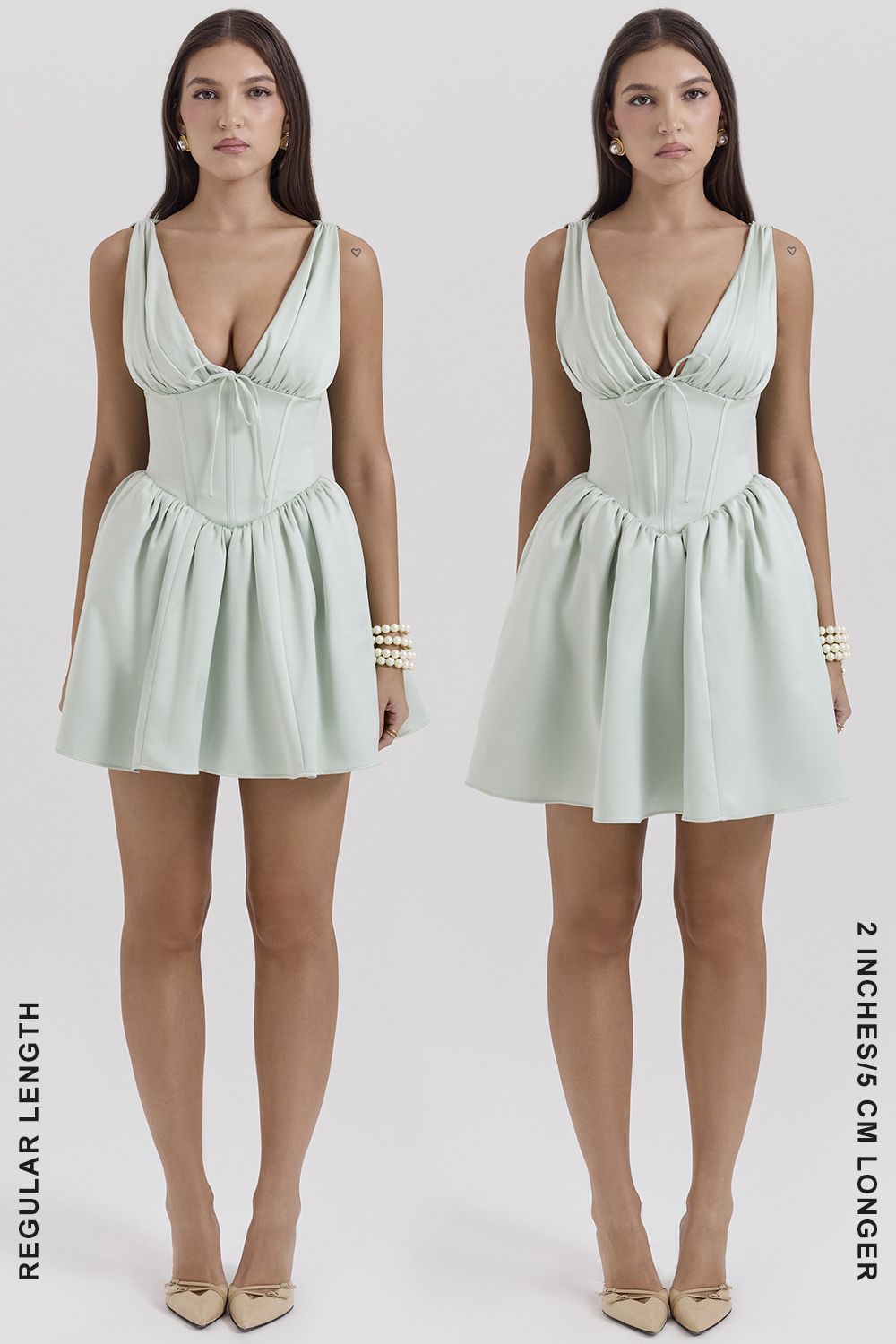 Emmeliette Pistachio Satin Mini Dress - SALE