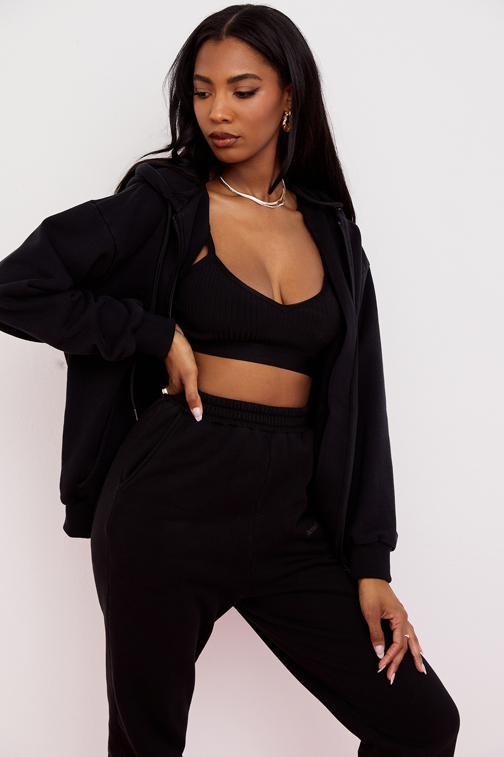 Storm Ink Cotton Fleece-Back Zip Through Hoodie