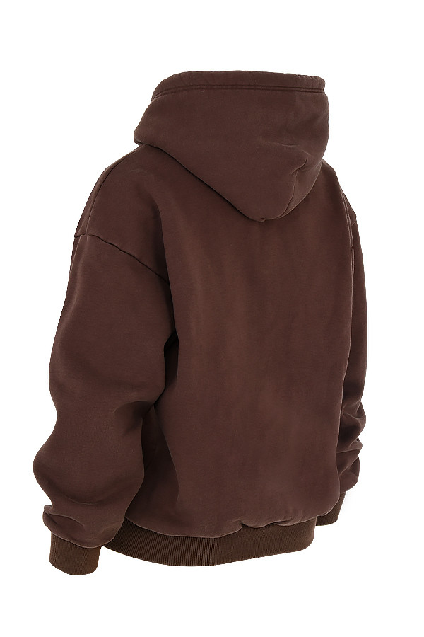 Storm Chocolate Cotton Fleece-Back Zip Through Hoodie