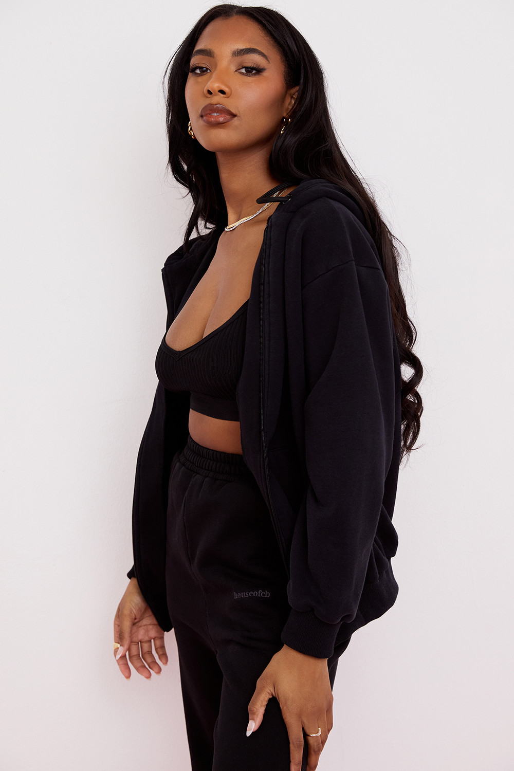 Storm Ink Cotton Fleece-Back Zip Through Hoodie