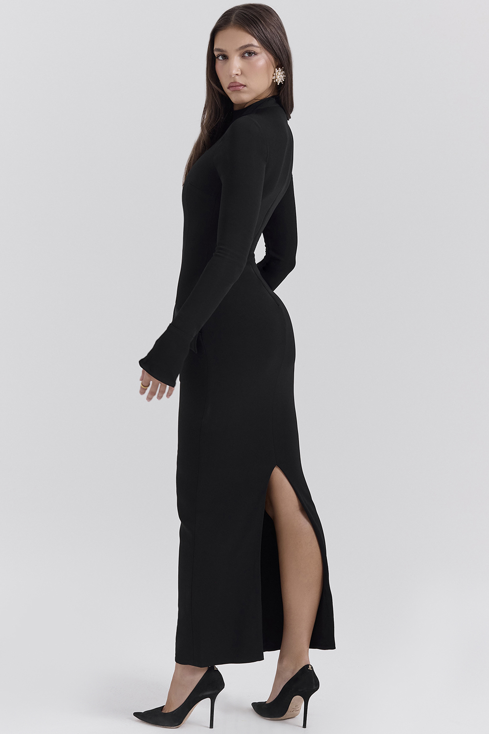 Marie-Louise Black Turtleneck Maxi Dress