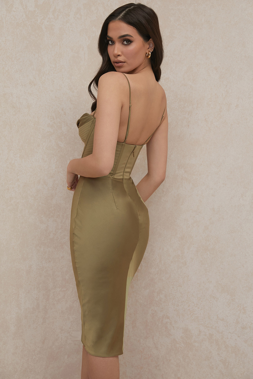 Myrna Olive Corset Slip Dress