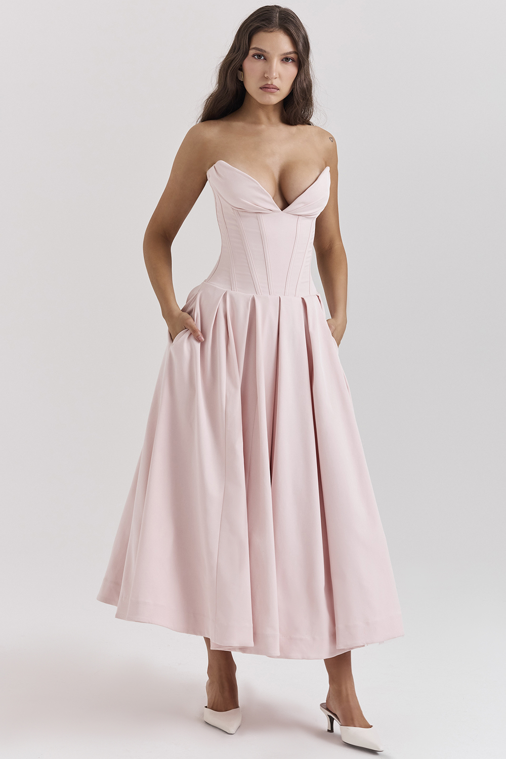Lady Ballerina Pink Strapless Midi Dress