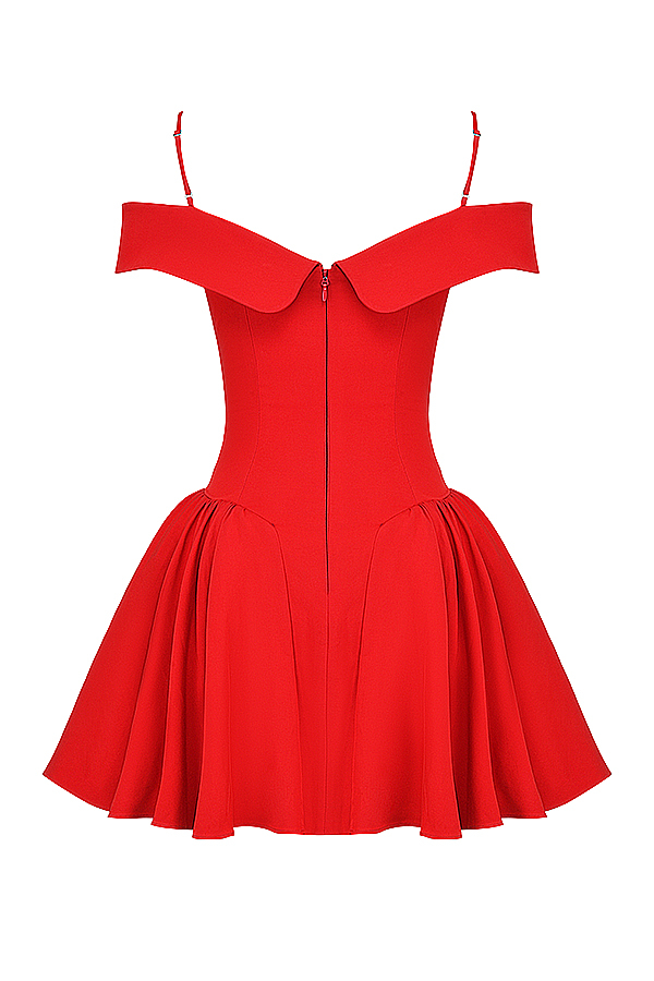 Elida Scarlet Off Shoulder Mini Dress