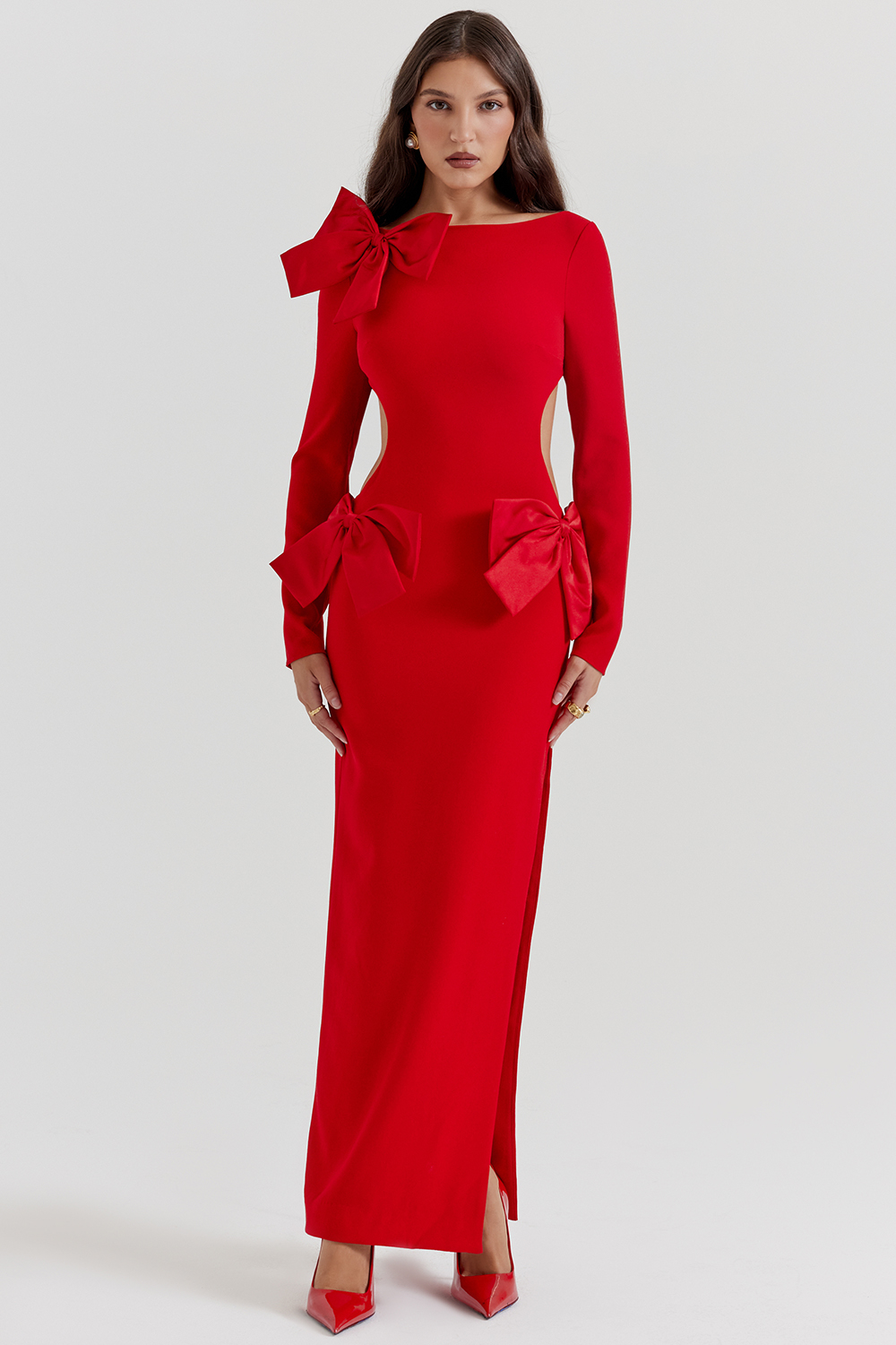 Lavele Red Bow Maxi Dress