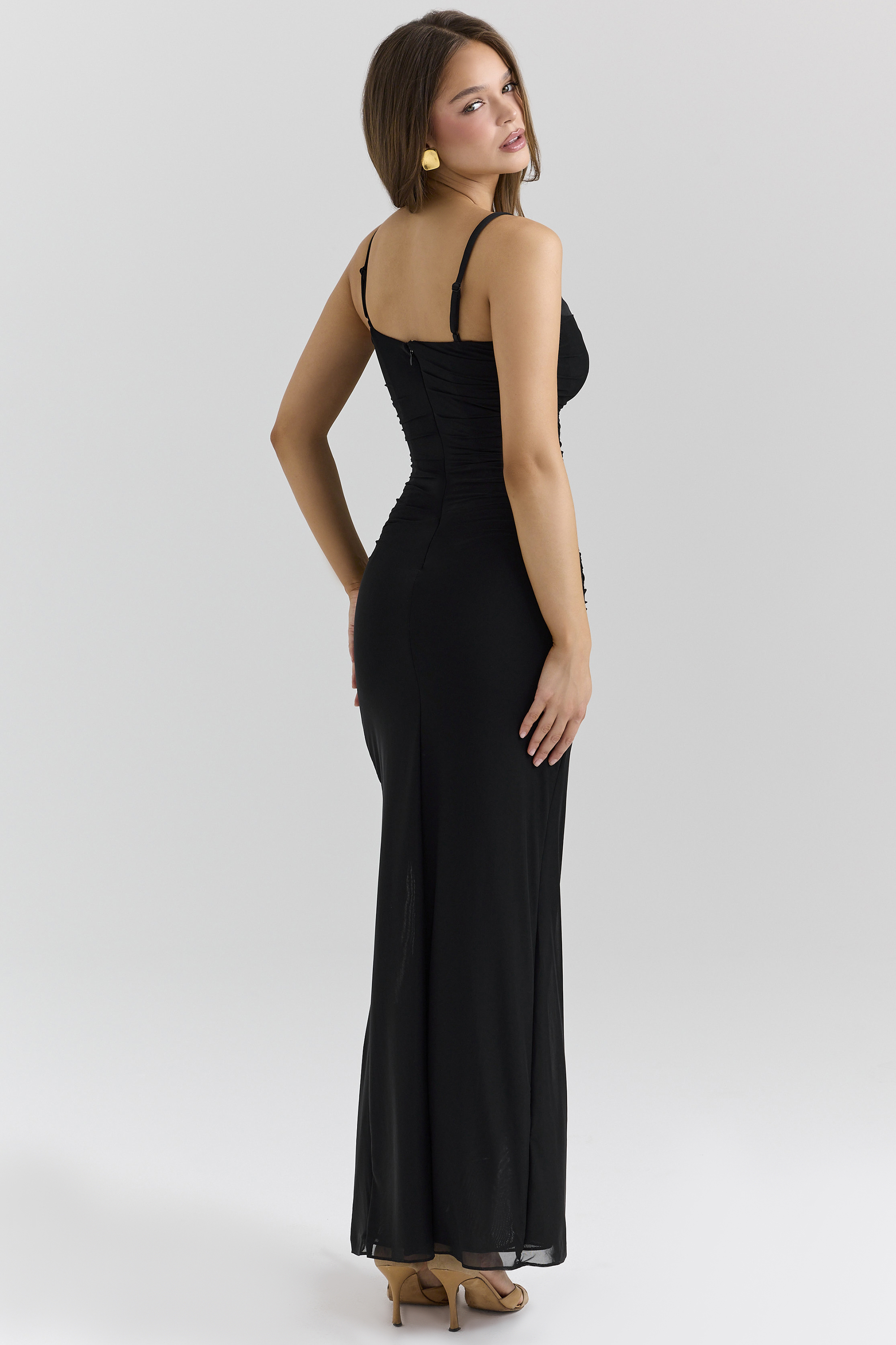 Lini Black Mesh Maxi Dress